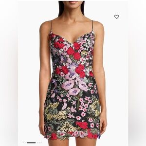 Mac Duggal Floral Embroidered Mini Dress